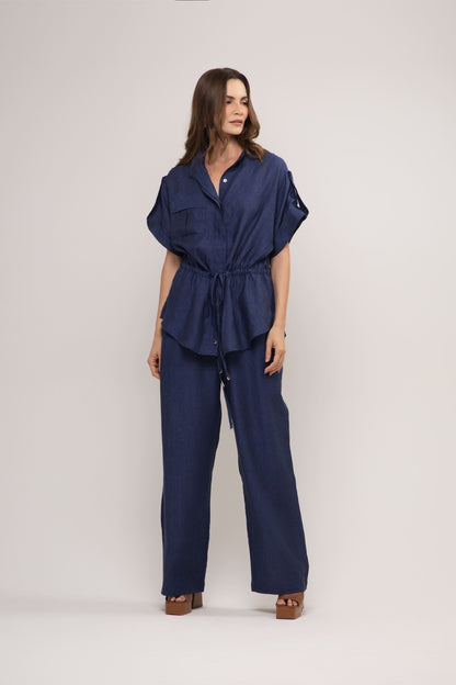 Conjunto Amalfi em Linho Italiano – Camisa Parka e Calça Pantalona
