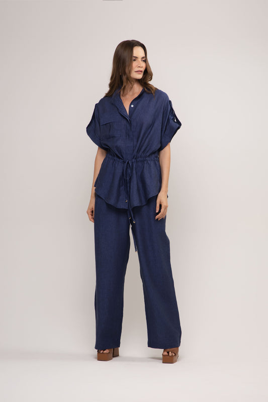 Conjunto Amalfi em Linho Italiano – Camisa Parka e Calça Pantalona