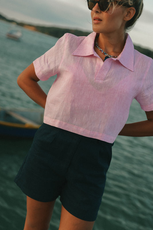 Bermuda Pipa Alfaiataria em Linho Italiano