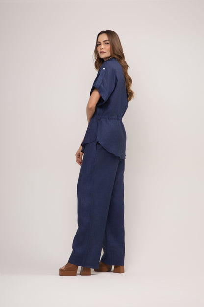 Conjunto Amalfi em Linho Italiano – Camisa Parka e Calça Pantalona