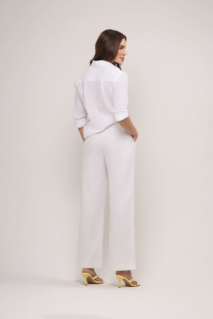 Calça Trancoso Pantalona em Linho Italiano