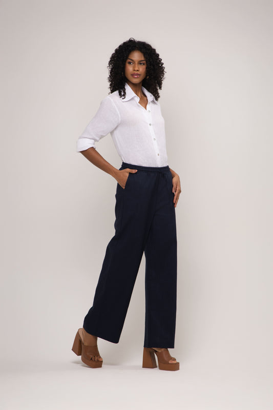 Calça Trancoso Pantalona em Linho Italiano