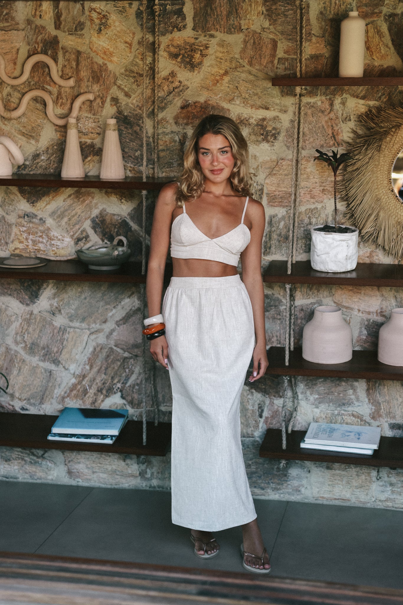 Saia Puglia Longa em Linho Italiano com Fenda Lateral