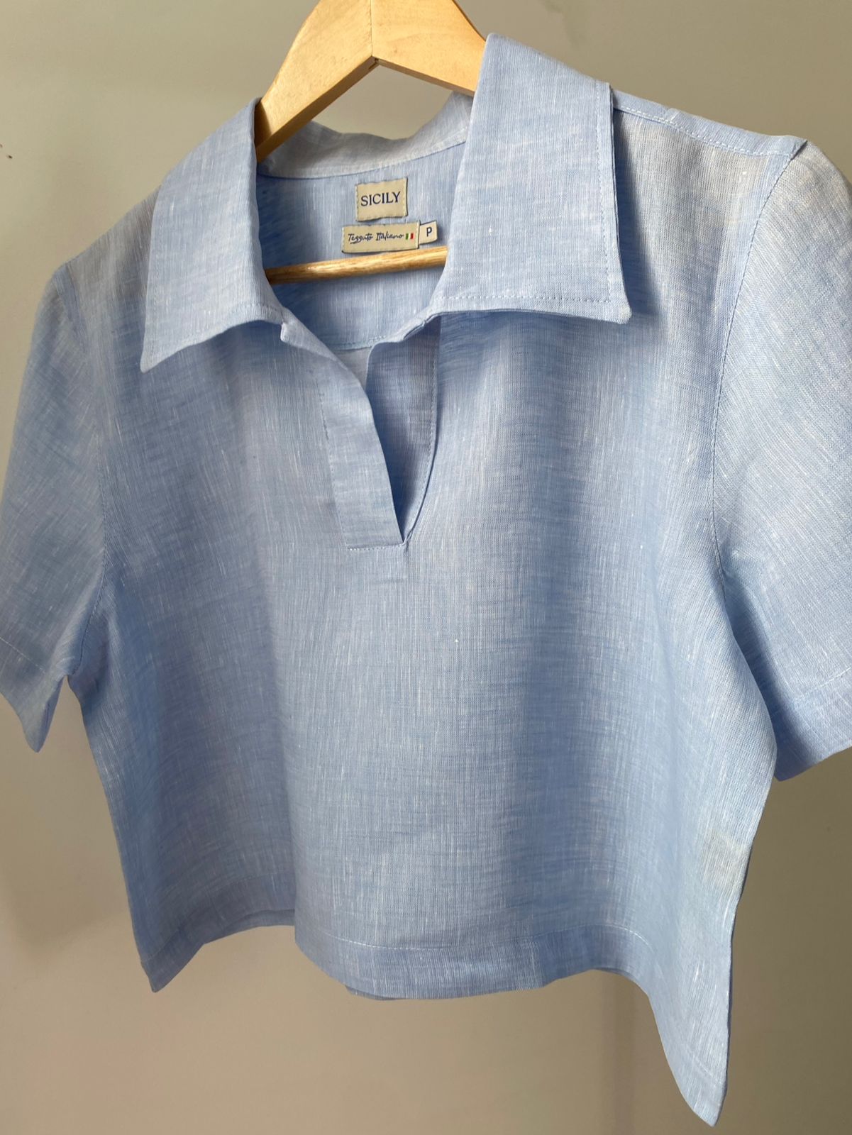 Camisa Capri Manga Curta em Linho Italiano