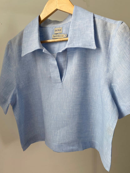 Camisa Capri Manga Curta em Linho Italiano