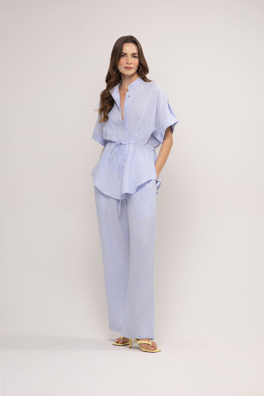 Conjunto Amalfi em Linho Italiano – Camisa Parka e Calça Pantalona