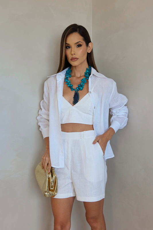 Bermuda Pipa Alfaiataria em Linho Italiano